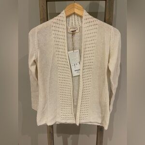 Andean alpaca blend cream open-front cardigan size xs nwt